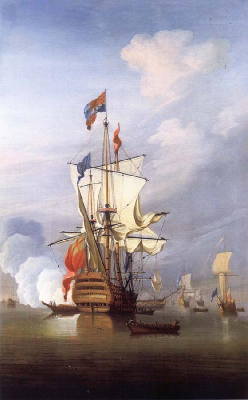 Monamy, Peter The First-rate ship Royal Sovereign stern  quarter view,in a calm Germany oil painting art